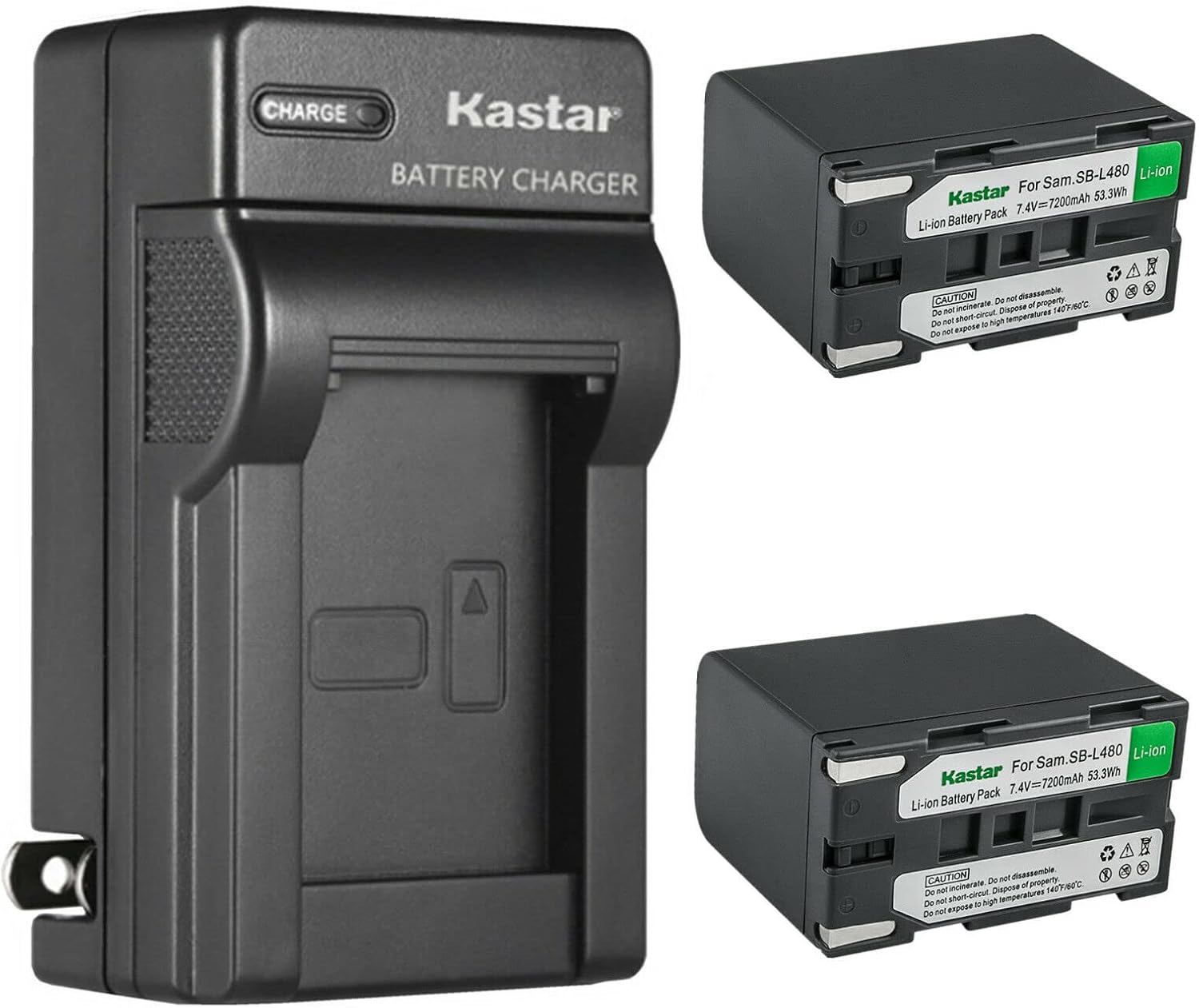 Kastar 2-Pack SB-L480 Battery and AC Wall Charger for Cameras
