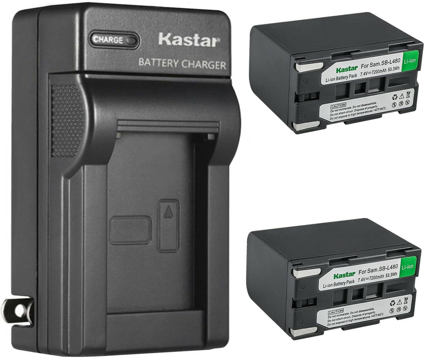 Kastar 2-Pack SB-L480 Battery and Charger for Samsung Cameras