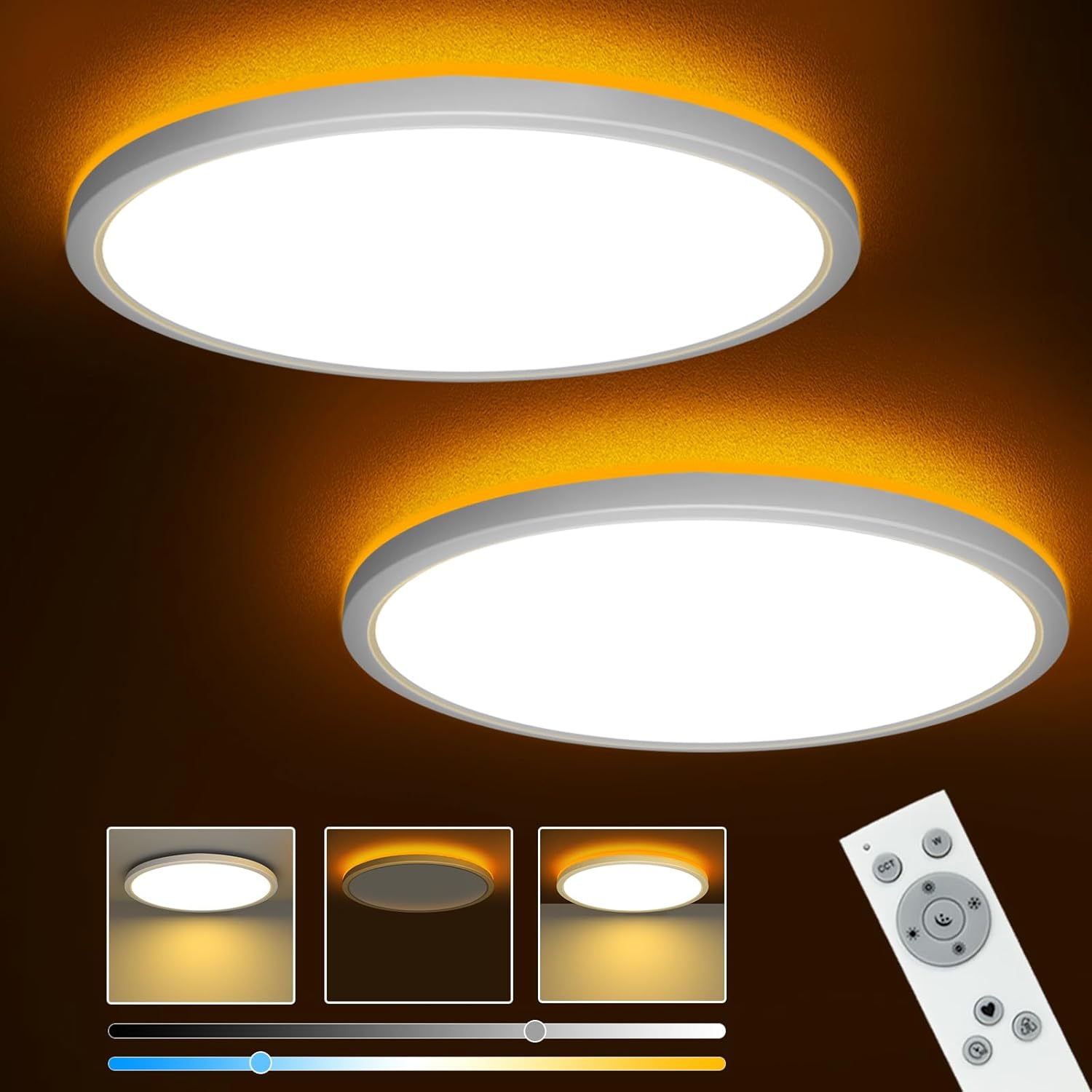 12Inch Flush Mount Ceiling Light Fixture with Remote Control