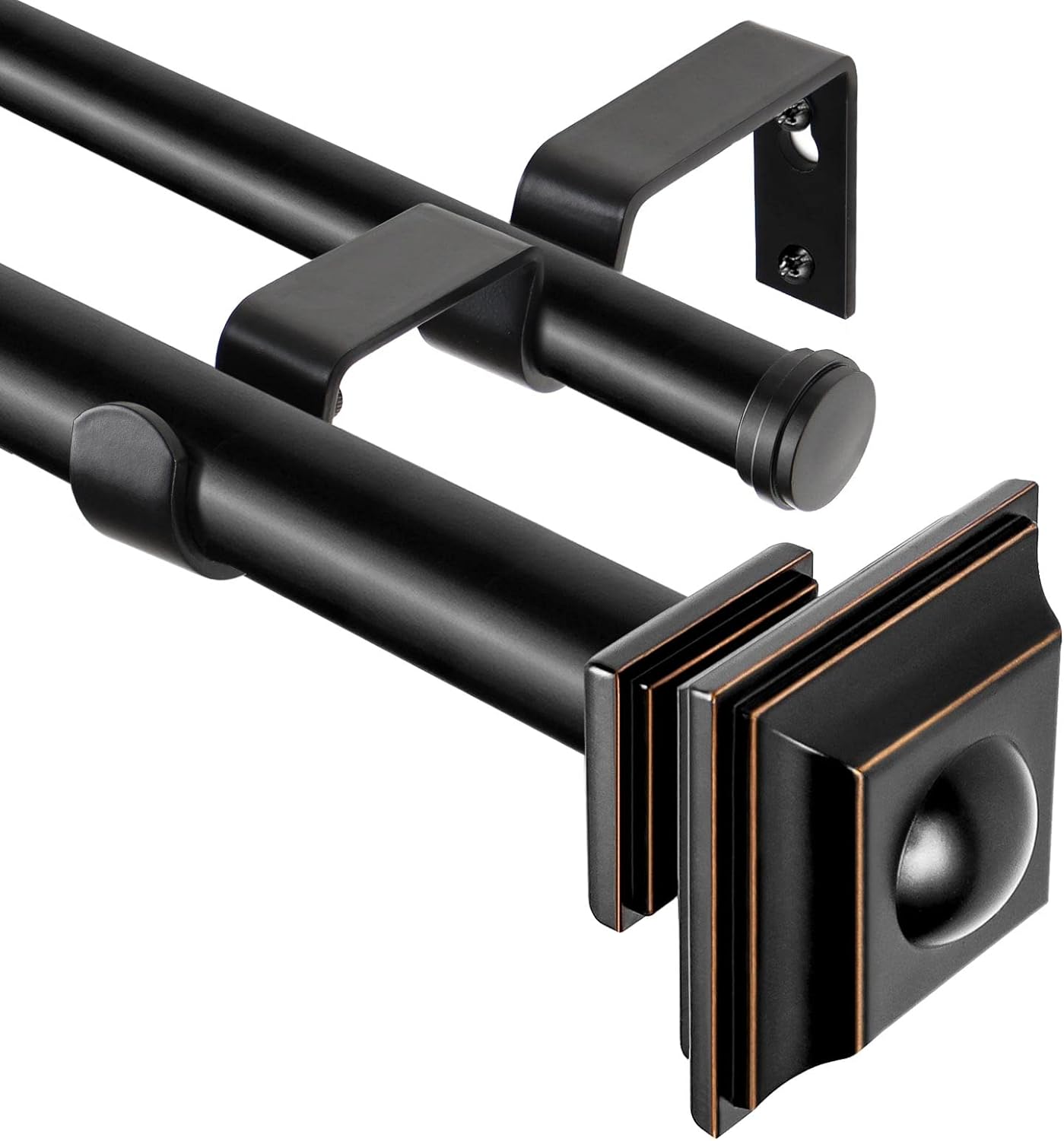 KAMANINA Double Curtain Rods Telescoping 72 to 144 Inches Black