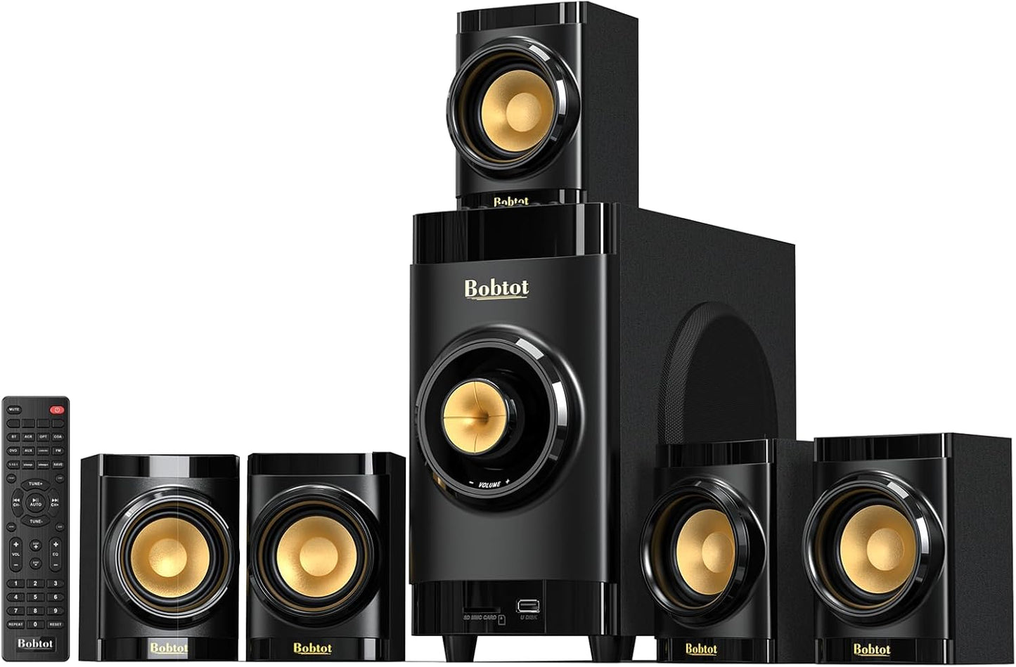 Small Subwoofer Home Theater System with 5 Wired Speakers
