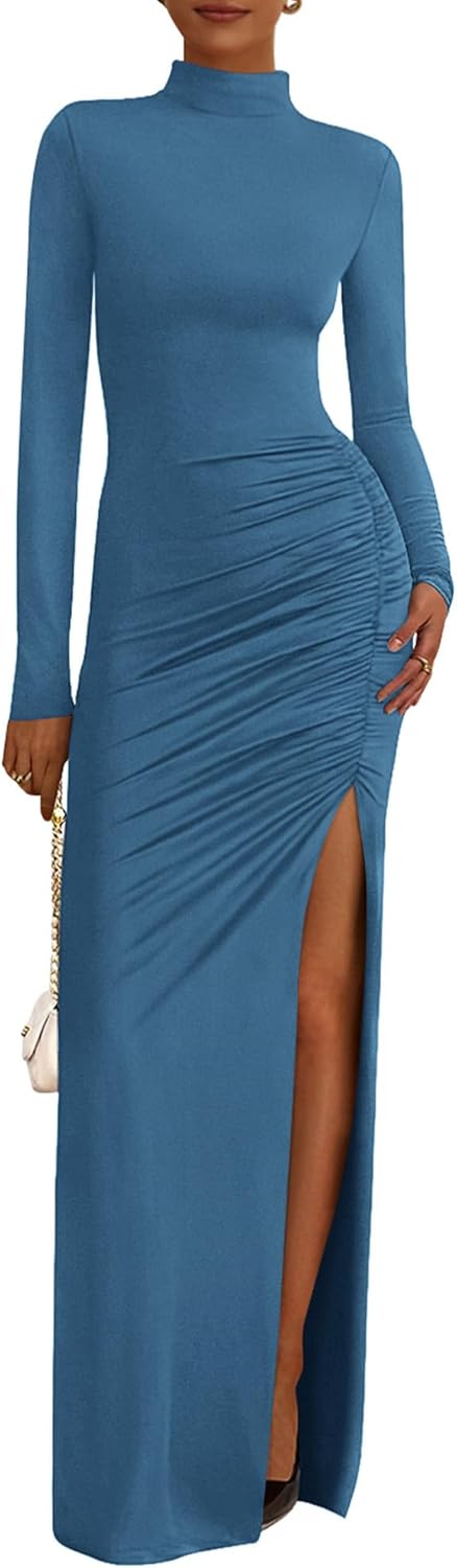 BTFBM Formal Dresses for Women: Long Sleeve Bodycon Maxi Style