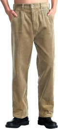 Mens Corduroy Pants Pleated Straight Leg - Warm Casual Trousers