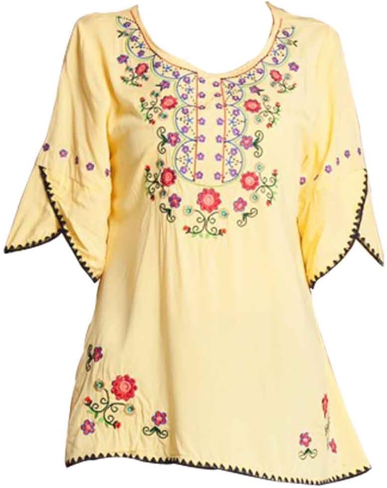 Mexican Shirts Peasant Blouses Cotton Embroidered Boho Tops
