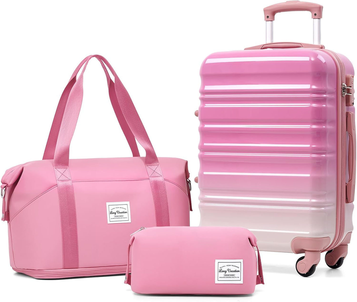 LONG VACATION 3 Piece Carry On Luggage Set for Travelers
