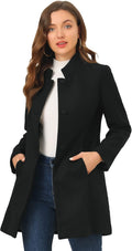 Allegra K Women's Mid-Long Stand Collar Winter Overcoat - Warm Wool