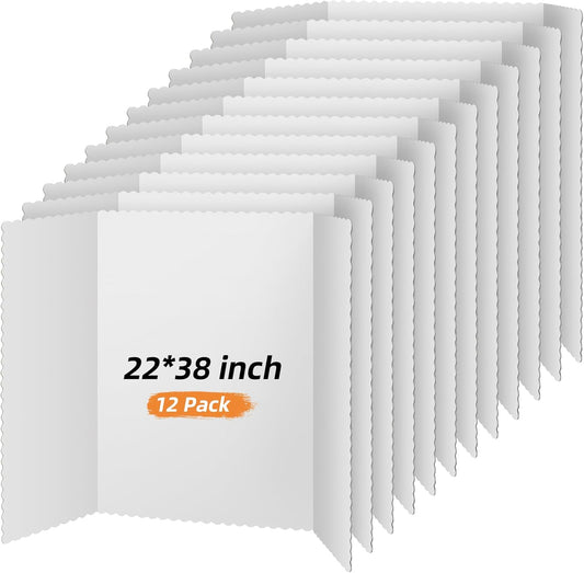 12 Pieces Tri Fold Poster Boards for Science Fair Projects