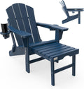 3-Level Adjustable Adirondack Chair with Retractable Ottoman - Navy