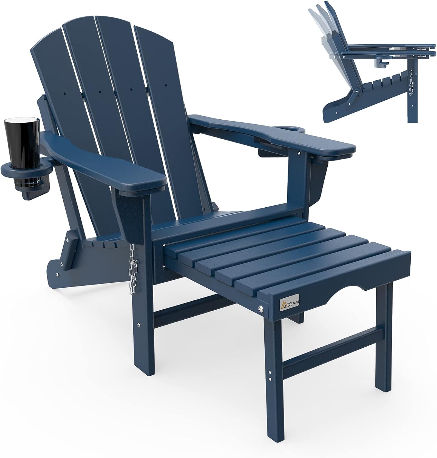 Mdeam 3-Level Adjustable Adirondack Chair with Ottoman for Outdoors