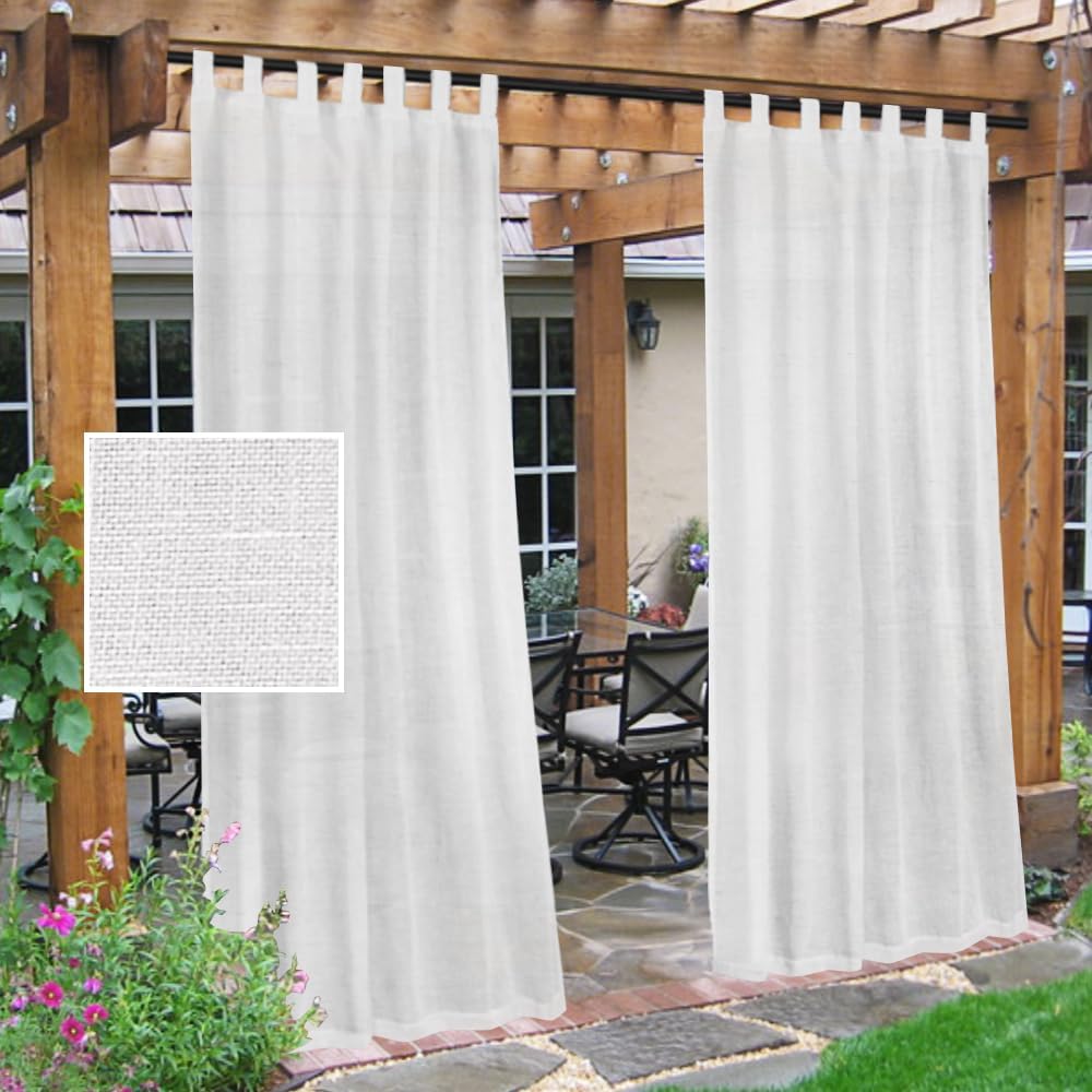 H.VERSAILTEX Outdoor Linen Sheer Curtains for Patio Privacy