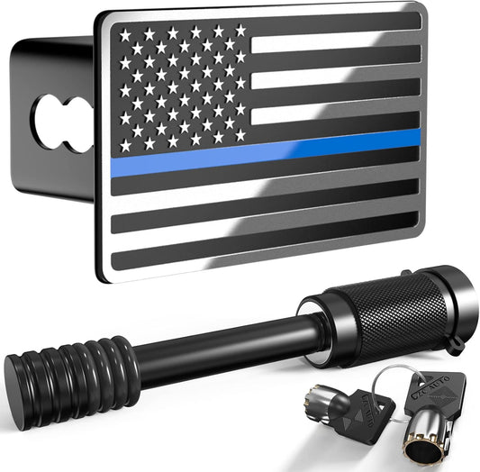 Heavy American Flag Metal Trailer Hitch Cover for 2 Inch Receivers