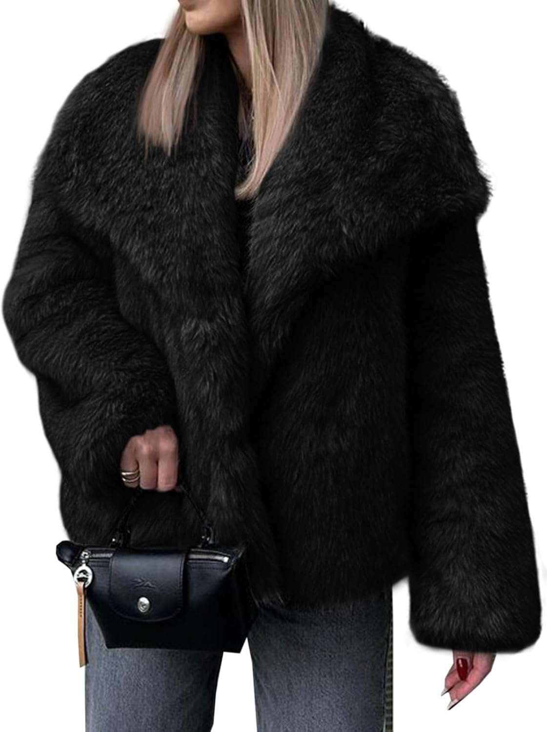 Cicy Bell Womens Faux Fur Coat for Winter Casual Style