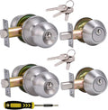 2 Sets Keyed Alike Entry Door Knob and Deadbolt Combo - Satin Nickel