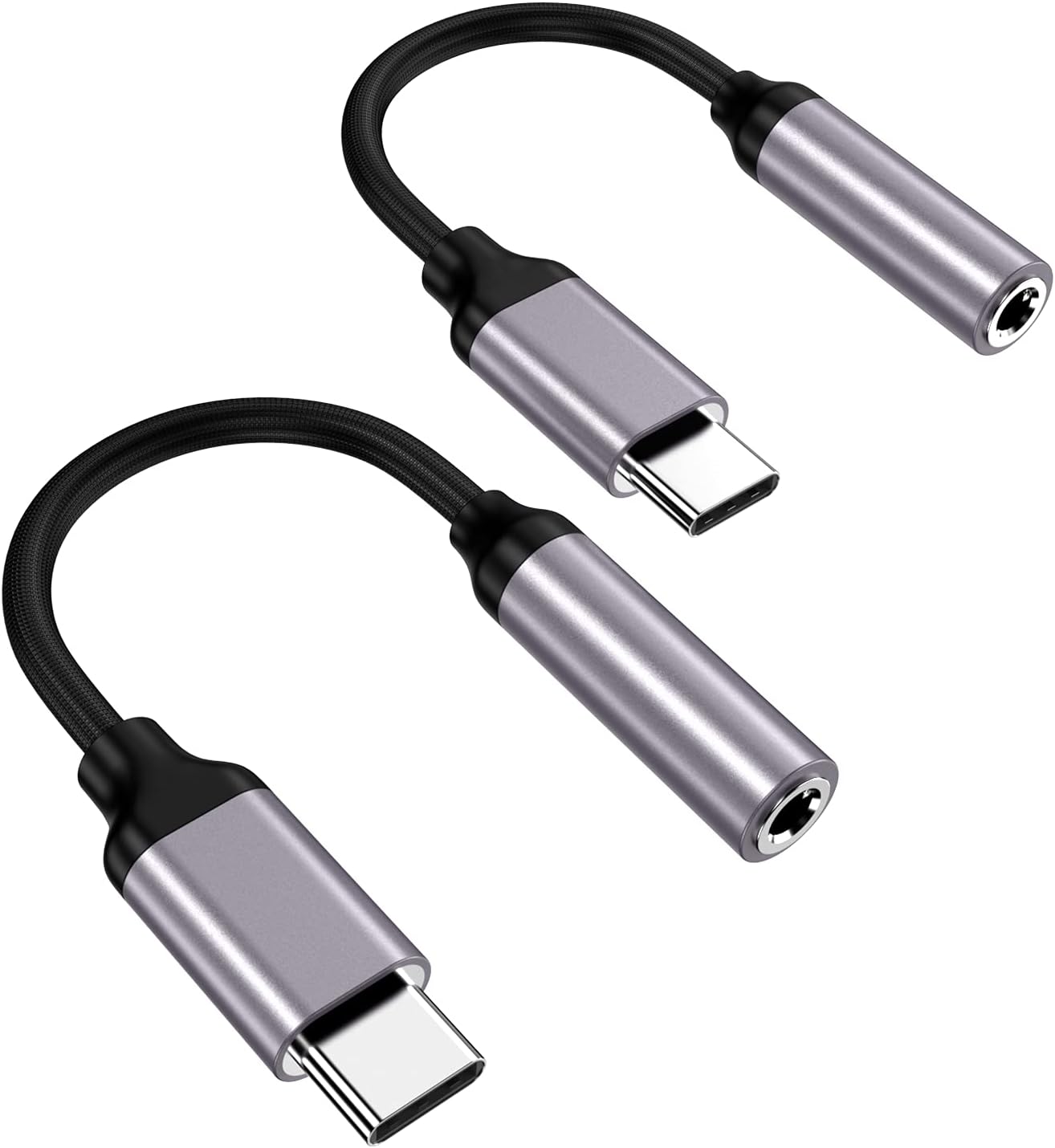 Paloxy Dual Pack USB C to 3.5mm Headphone Jack Adapter - Crystal Clear Sound! 