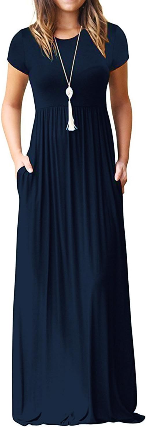 EUOVMY Women's Short Sleeve Maxi Dress with Pockets for All Occasions