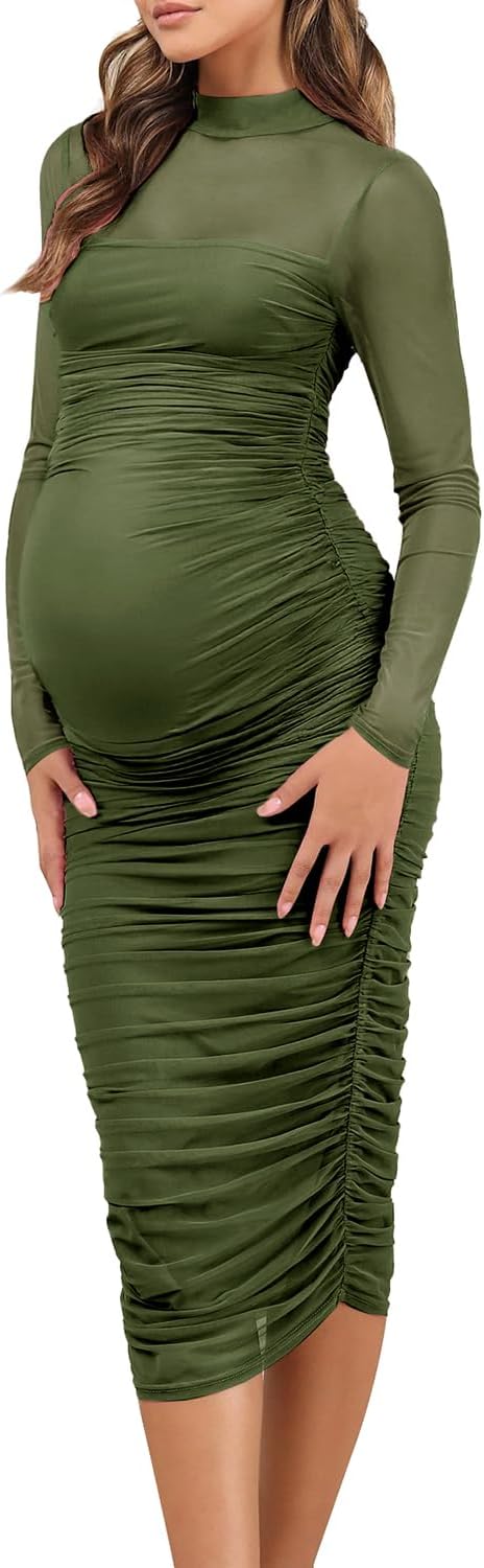 Dedysler Maternity Mesh Bodycon Dress for Wedding Guests