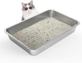Stainless Steel Cat Litter Box 24 x 16 x 4in - Shallow Pan for Seniors