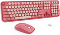 FD Wireless Keyboard and Mouse Combo - Cute Pink Retro Style