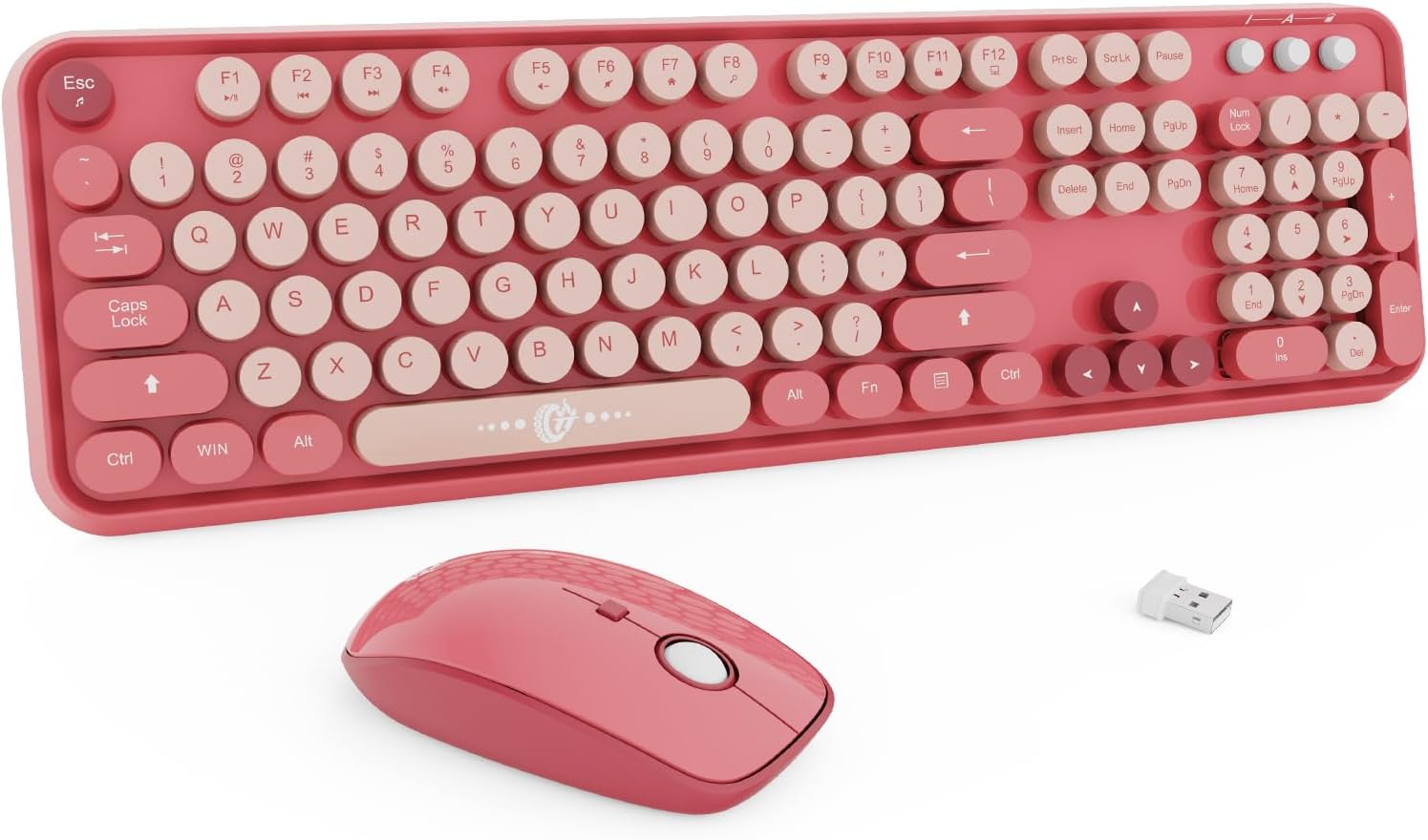 FD Wireless Keyboard and Mouse Combo - Cute Retro Design