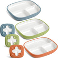 Kids Porcelain Divided Plates 3 Set with Silicone Suction - Toddler