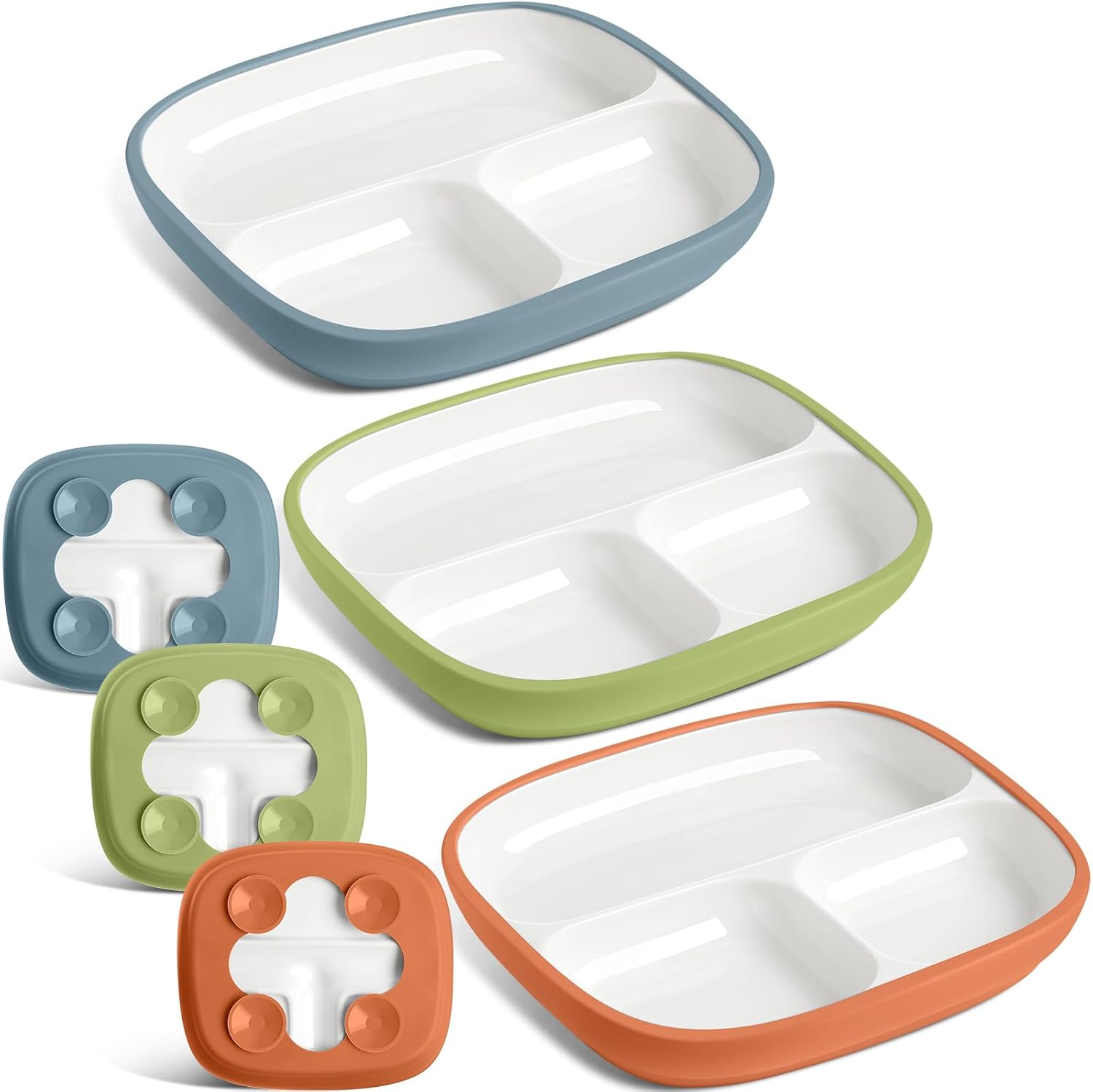 Kids Porcelain Plates Set with Suction for Easy Self Feeding 8.2ft