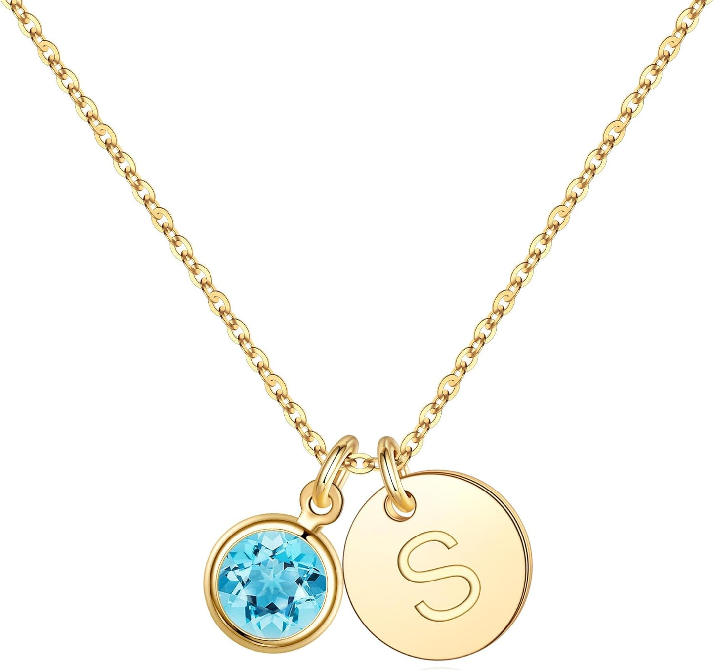 Personalized Birthstone Initial Necklace for Women and Girls