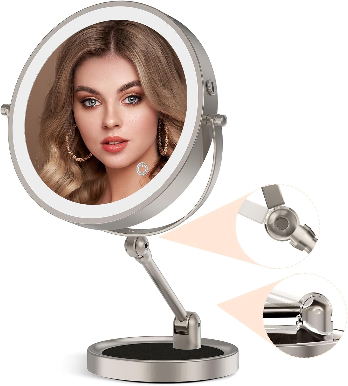 9 Inch Large Lighted Makeup Mirror with 1X/10X Magnification