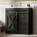 Farmhouse Bathroom Vanity with Sink and Sliding Barn Door - Small