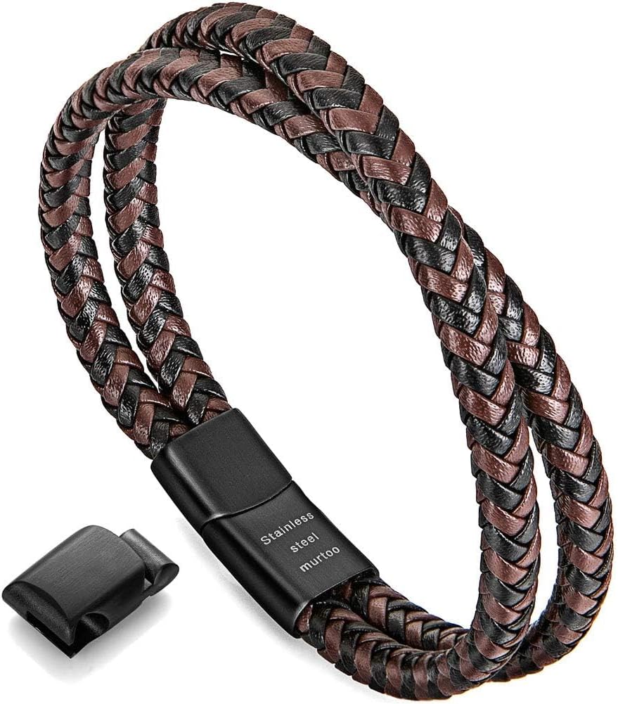 murtoo Men's Leather Bracelet Duo