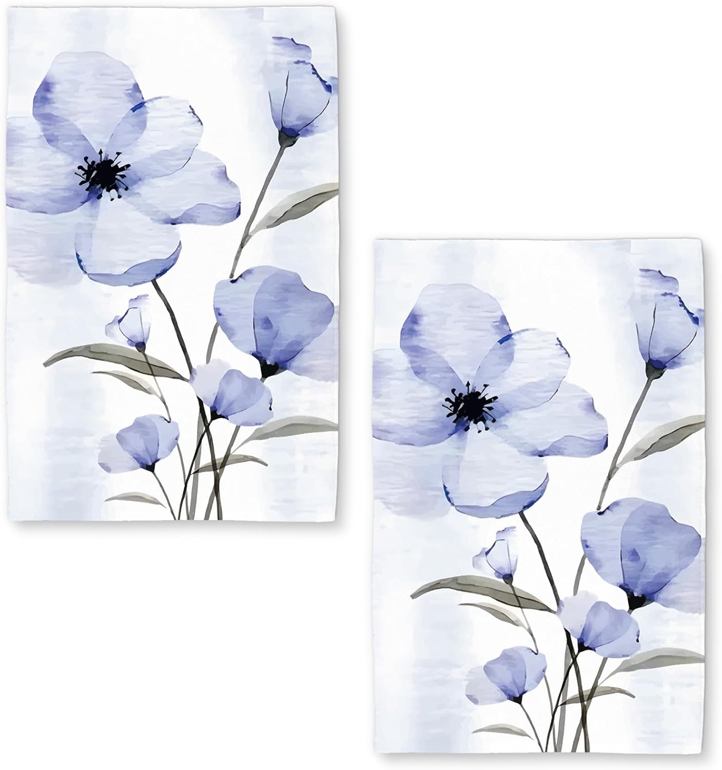 Quick Dry Microfiber Kitchen Towels Set - Absorbent Dish Towels - Ombre Art Purple - 18 x 26