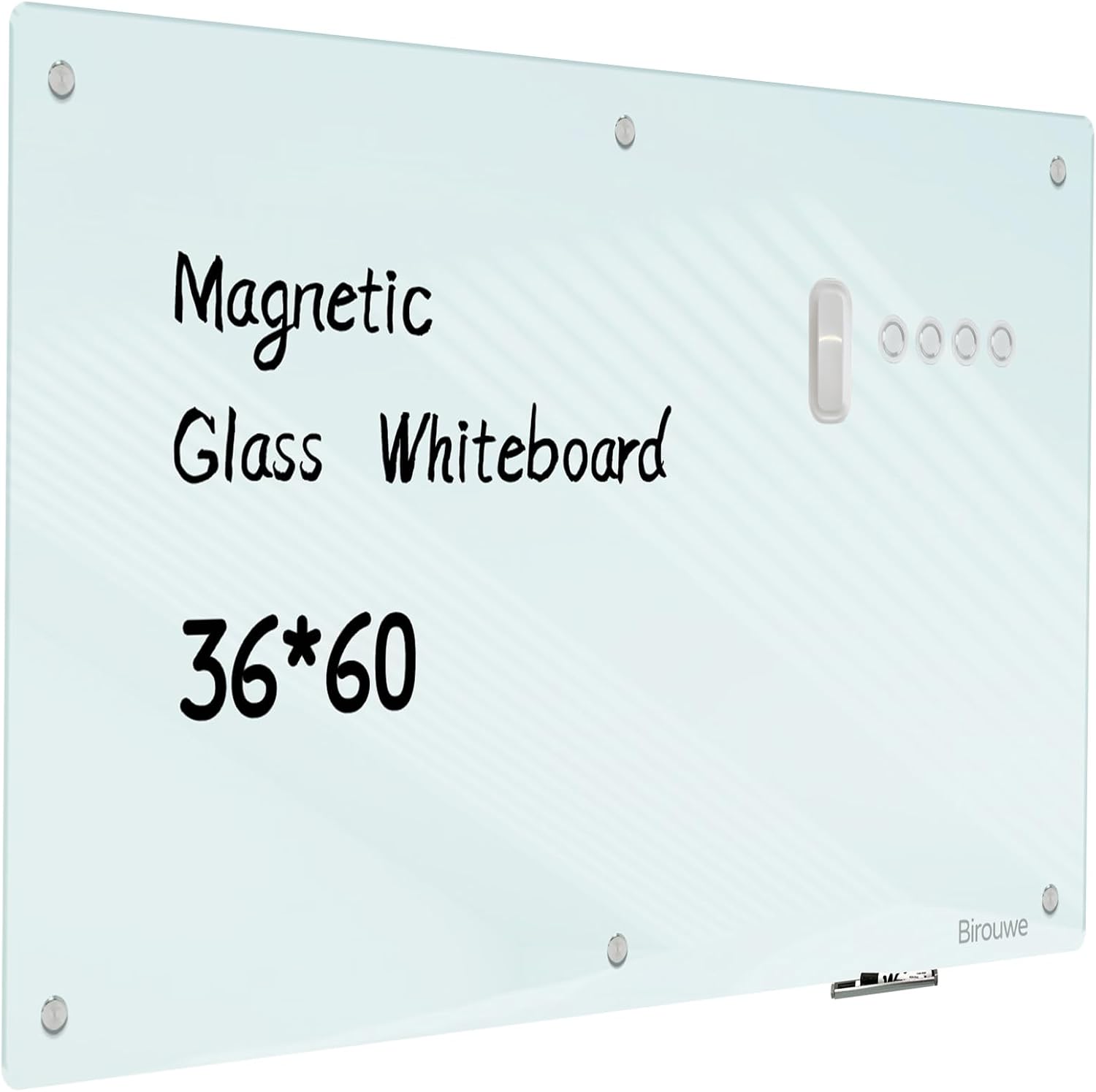 Glass Whiteboard 36x60Inches with Modern Frameless Design