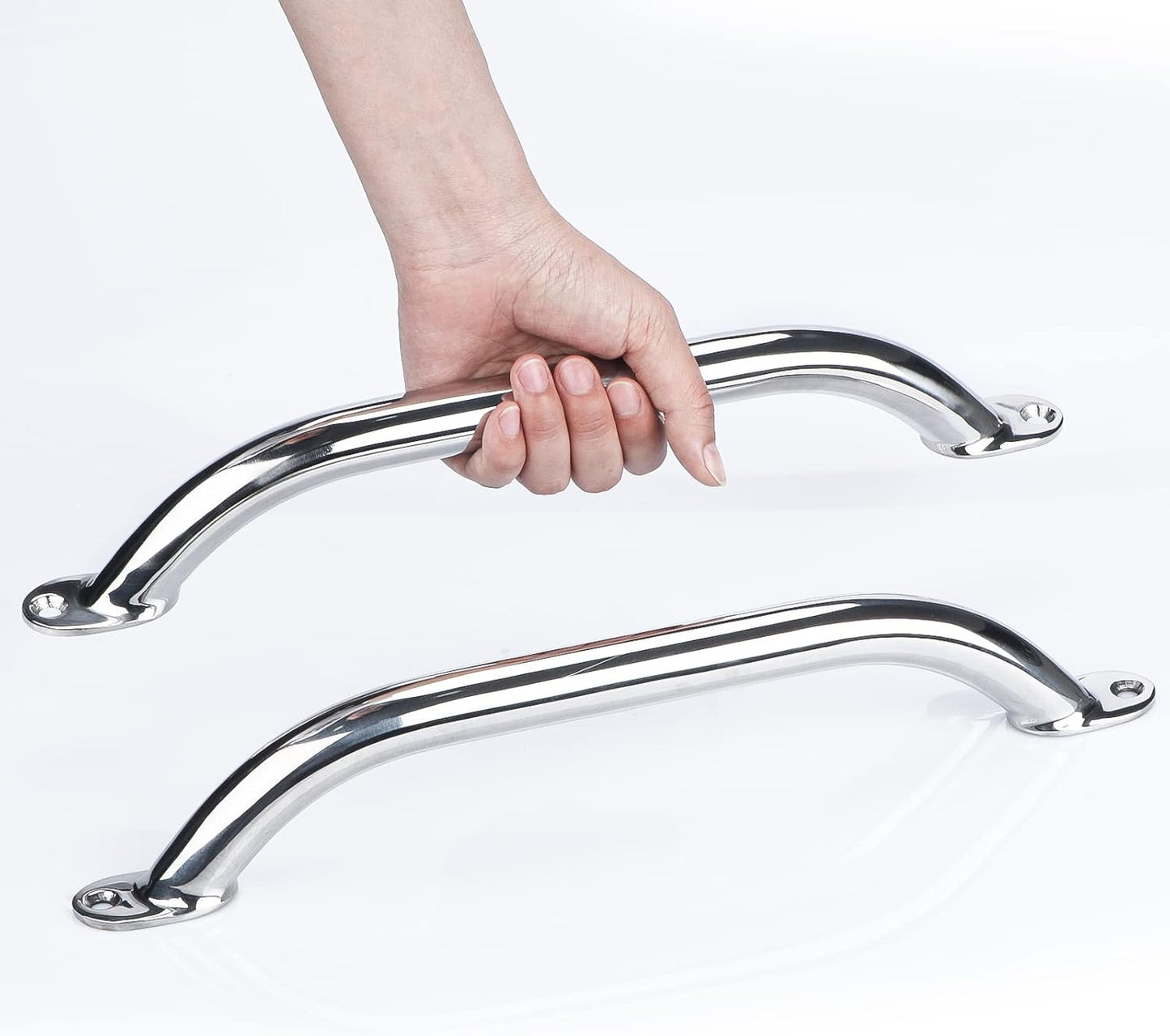 2PCS Boat Handrail Grab Handle Polished Stainless Steel Round Tube