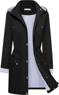 Women Waterproof Rain Jacket Lightweight Windbreaker - Hooded Trench