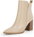 Womens V Cutout Ankle Booties Pointed Toe Chunky Heel - Stylish Staple