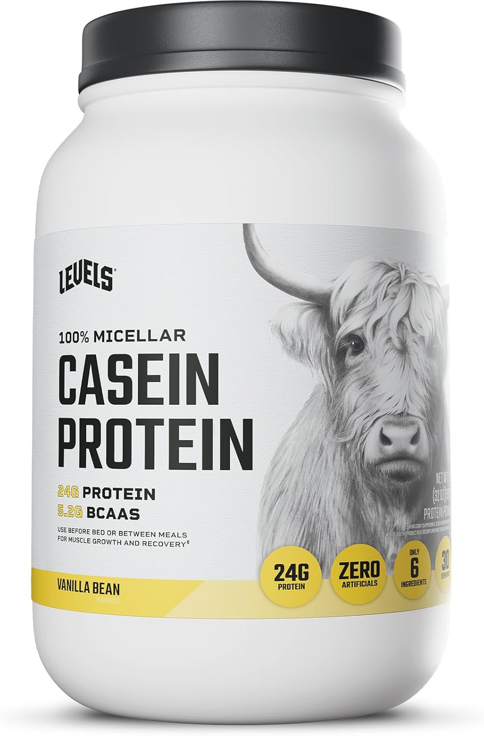 Levels Micellar Casein Protein, Vanilla Bean, 2LB - Pure Quality