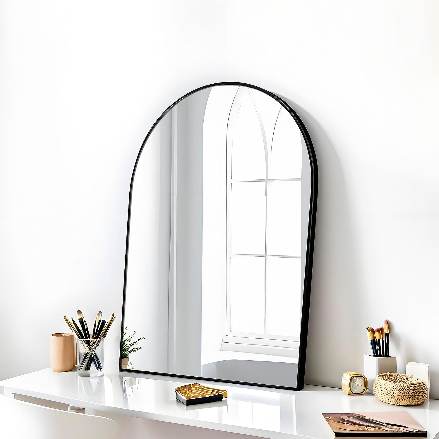 24x16 Arch Mirror for Entryway and Bedroom with Metal Frame