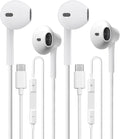USB C Headphones 2 Pack - Wired USB Type C Earbuds with Mic and Volume