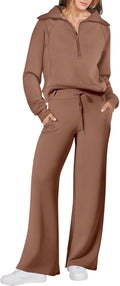 Women 2 Piece Wide Leg Sweatshirt and Pant Set - Travel Ready
