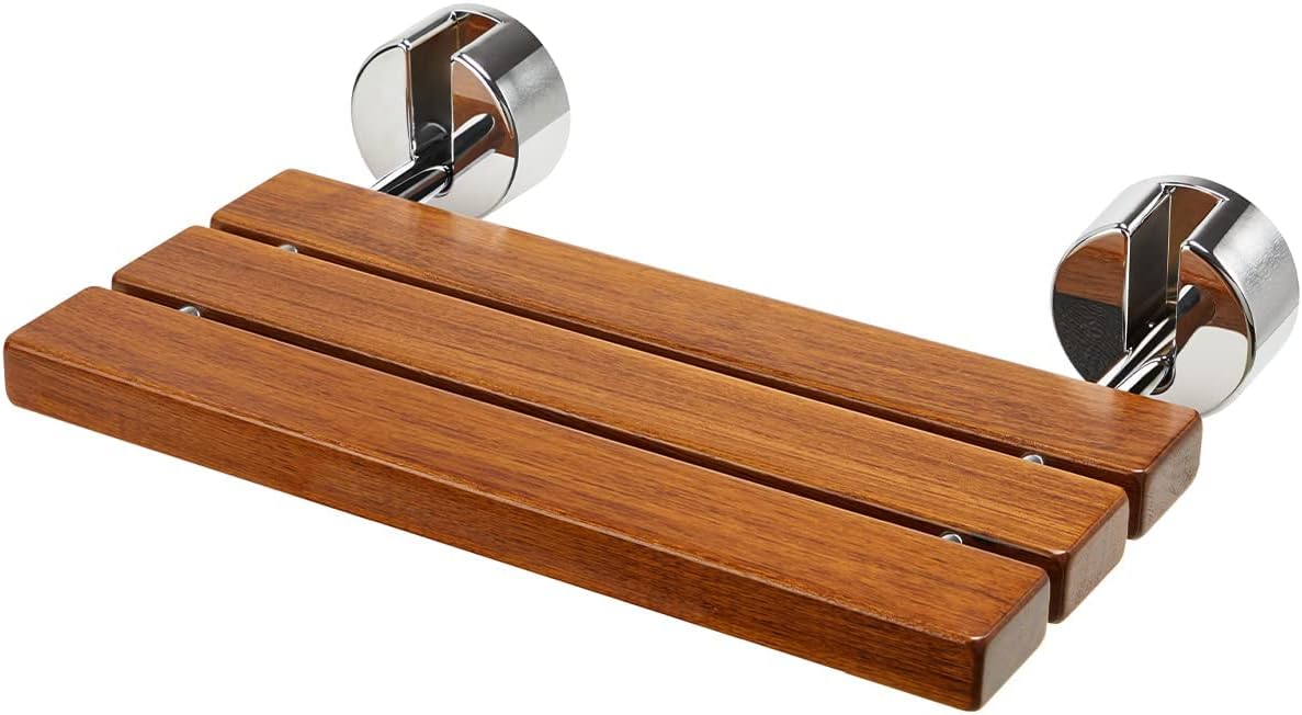OasisCraft Teak Folding Shower Seat: Waterproof, 400lbs Capacity