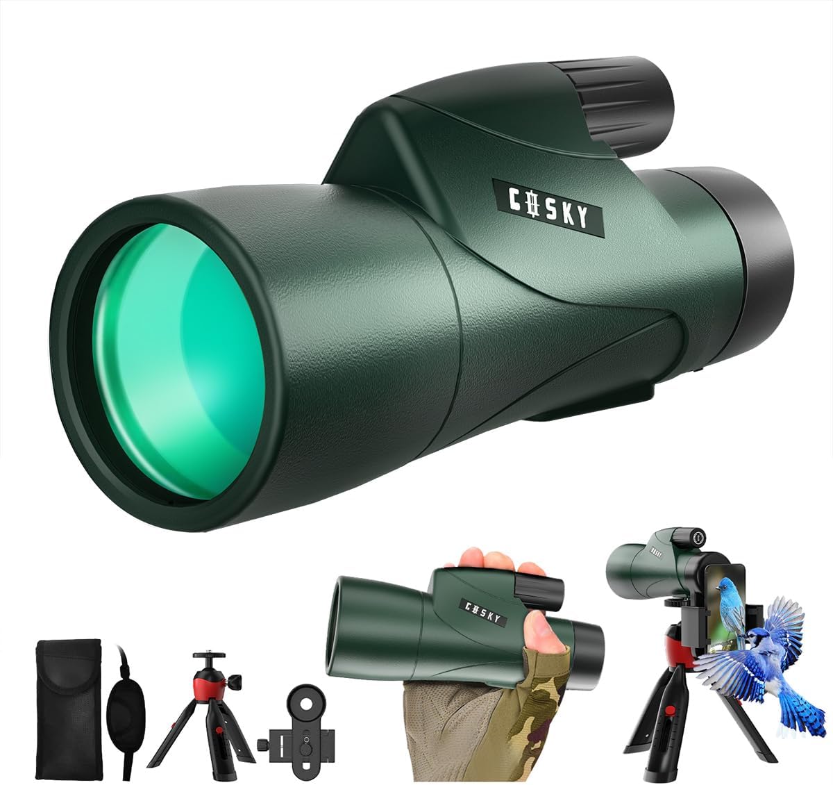 Gosky 12x55 HD Monocular Telescope for Bird Watching & Hiking