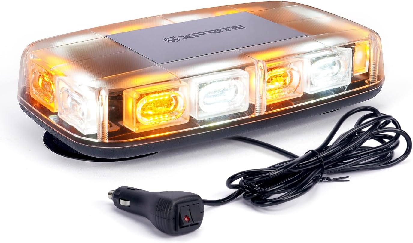 Xprite Upgraded 12in 72LED Rooftop Mini Strobe Lights for Safety