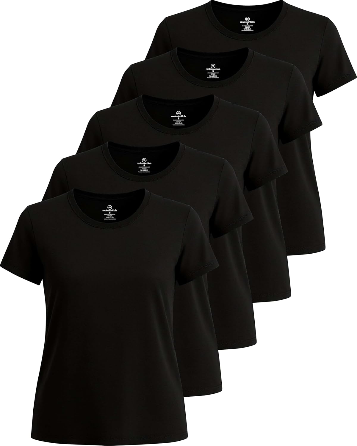 Real Essentials 5 Pack Women's Short Sleeve T-Shirts for Fitness
