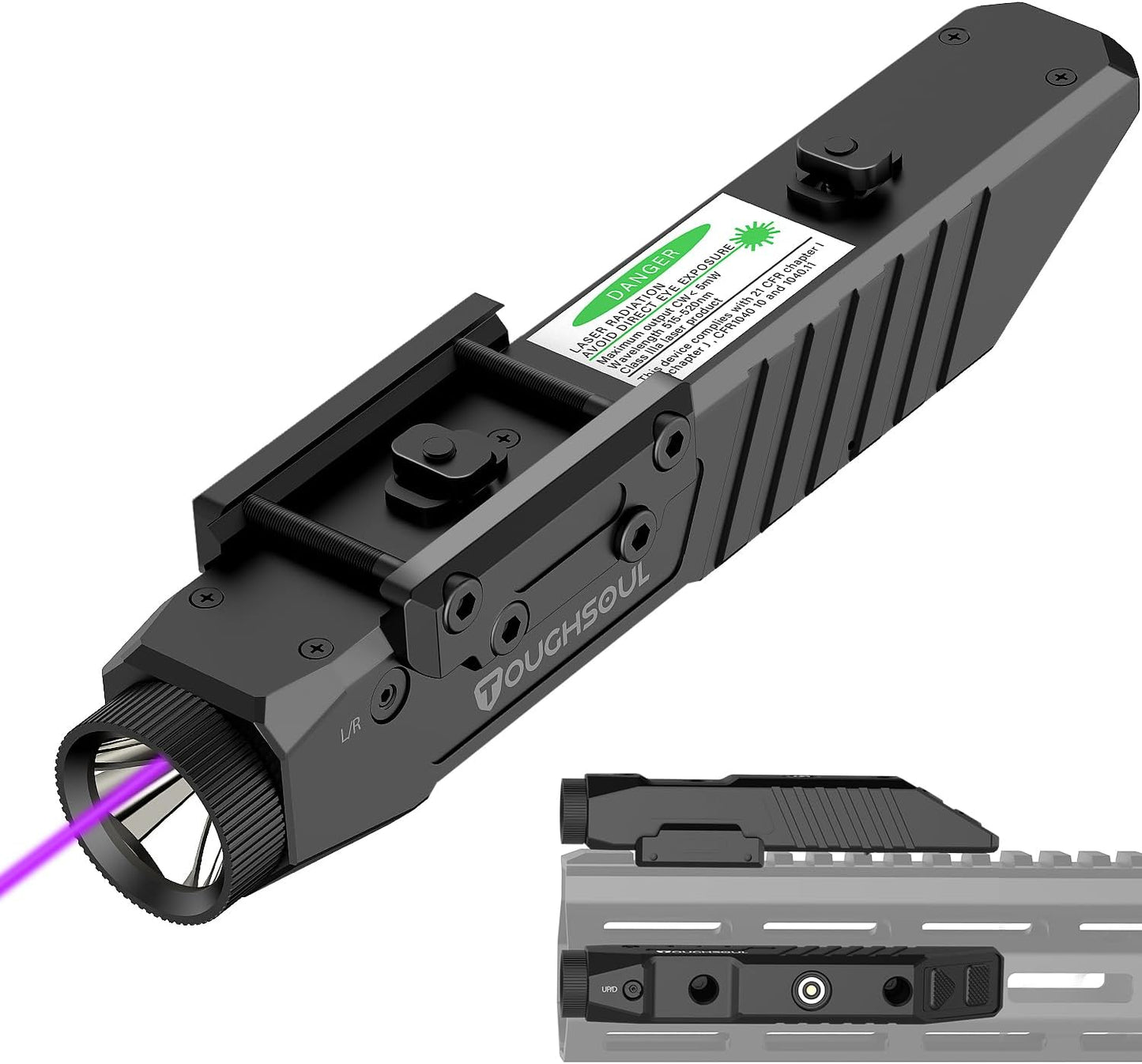 TOUGHSOUL Mlok Tactical Flashlight with Purple Laser Sight Combo