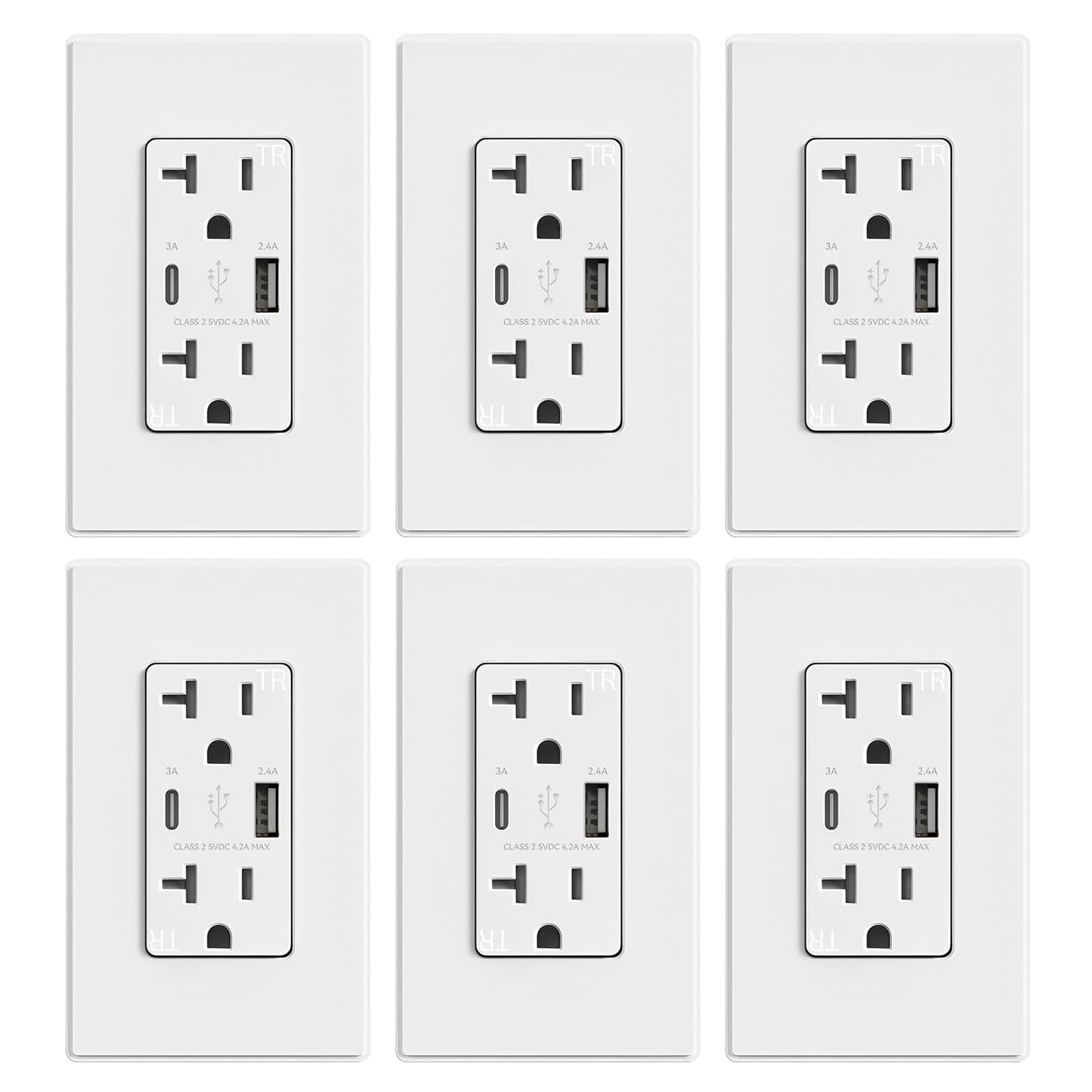 ELEGRP USB Charger Wall Outlet with Type A & C Ports for Fast Charging