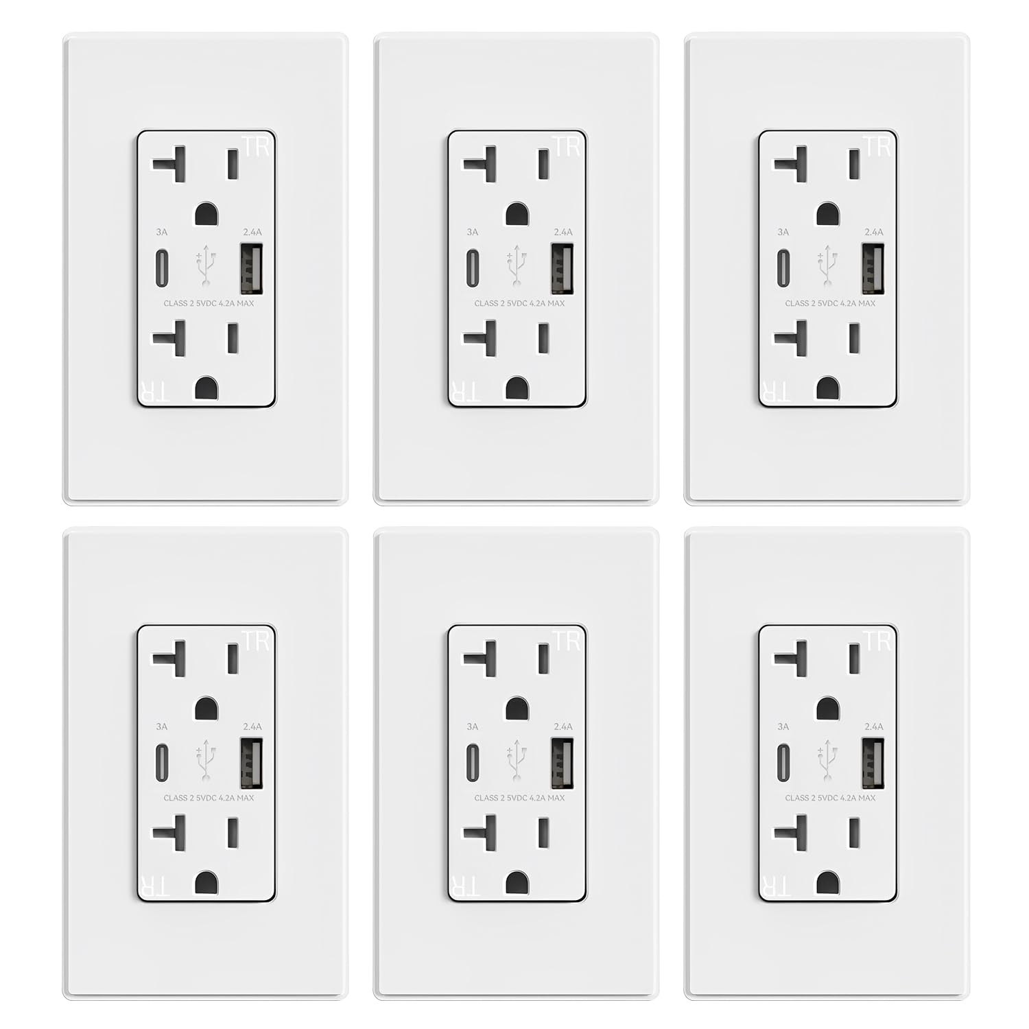 ELEGRP USB Charger Wall Outlet with Type A & C Ports for Fast Charging