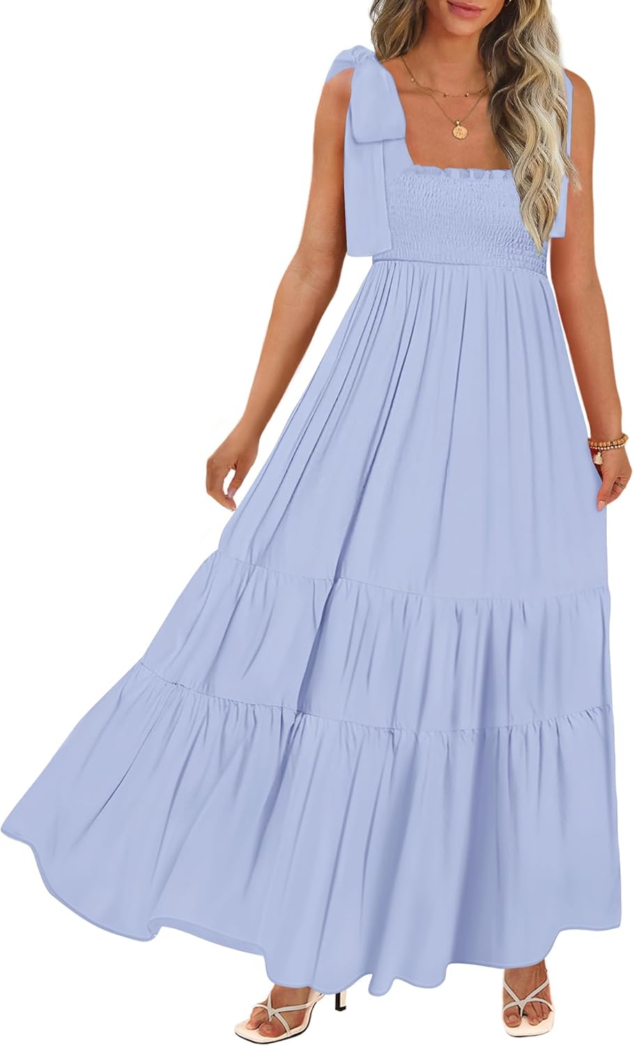Women's Summer Maxi Dress Boho Spaghetti Straps Casual Style