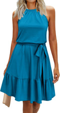 Newshows Womens 2025 Halter Summer Dress - Belted Sundress Women's