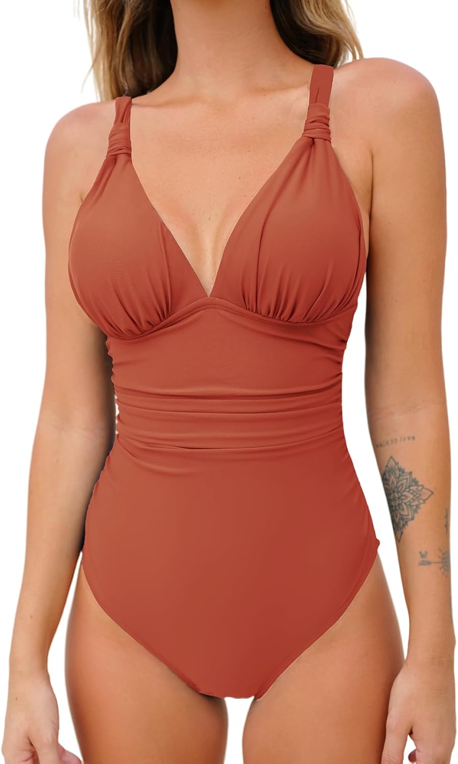 CUPSHE Women One Piece Swimsuit with Deep V Neck Tummy Control