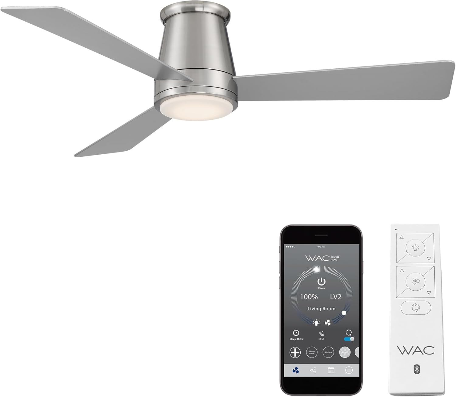 Smart Flush Mount Ceiling Fan with LED Light & Alexa Control