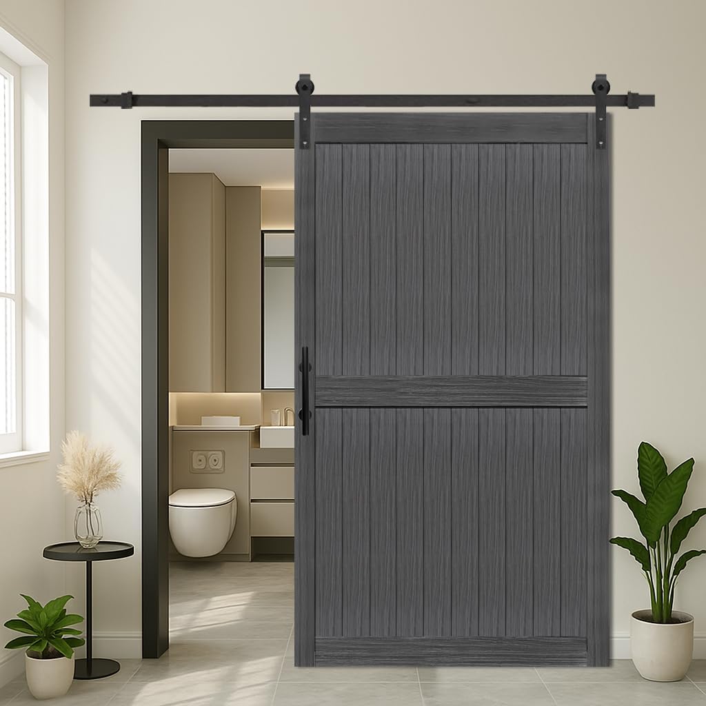 48in x 84in Deep Gray Barn Door with Sliding Hardware Kit